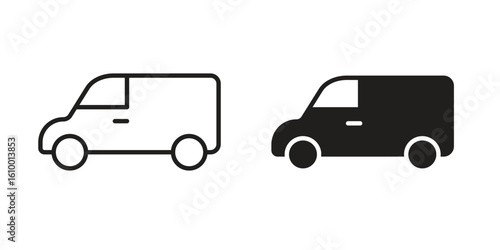 Van icon outline vector Thin line. flat vector simple elements.