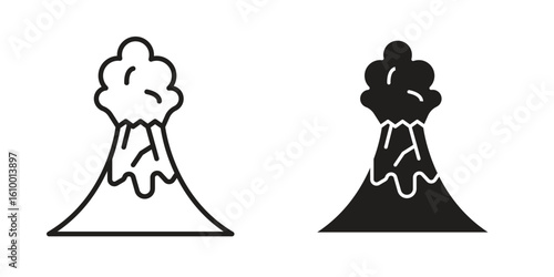Volcano eruption icon outline vector Thin line. flat vector simple elements.