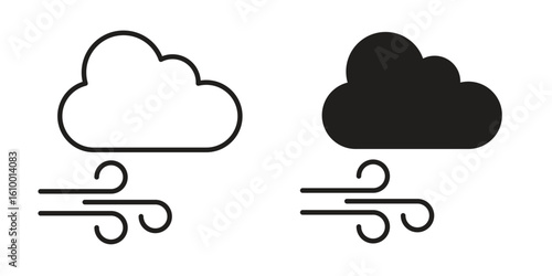 Wind clouds icon outline vector Thin line. flat vector simple elements.