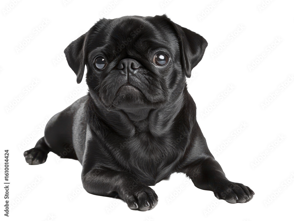 Fototapeta premium Cute Black Pug Lying Down