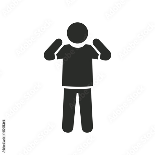 A black silhouette icon of a person getting dressed, representing the act of putting on clothes in the morning.