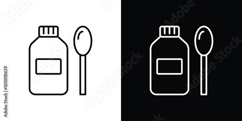 Syrup medicine bottle icon vectors - high quality black style vector icons