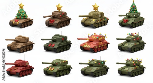 Decorated tanks christmas ornaments collection