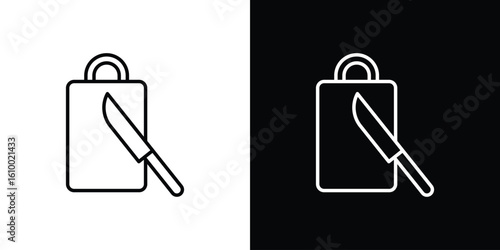 Cutting board with knife vectors - high quality black style vector icons