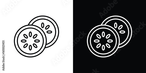 Cucumber slice icon vectors - high quality black style vector icons