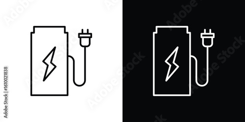Charging station icon vectors - high quality black style vector icons