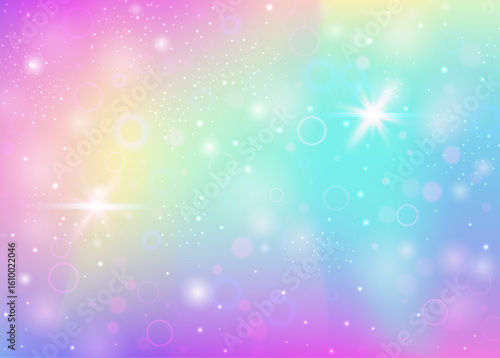 Girl Invitation. Pink Fairy Background. Rainbow Hologram. Fairytale Mystical Invite. Purple Universe Pattern. Lilac Cosmic Gradient. Unicorn Texture. Stars Girl Invitation.