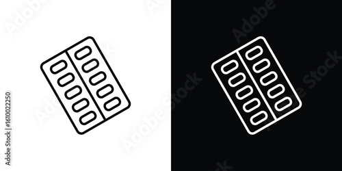 Blister drug pack icon vectors - high quality black style vector icons