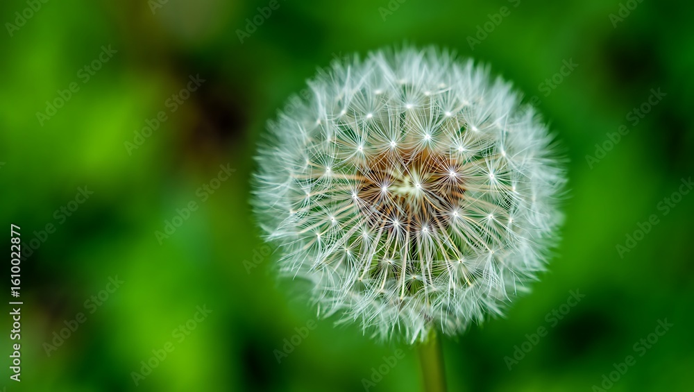 Dandelion Seed Head Close Up Against Green Background Symbolizing Spring and Natures Beauty with Copy Space Dandelion Seed Head Close Up Against Green Background Symbolizing Spring and Natures Beauty with Copy Space