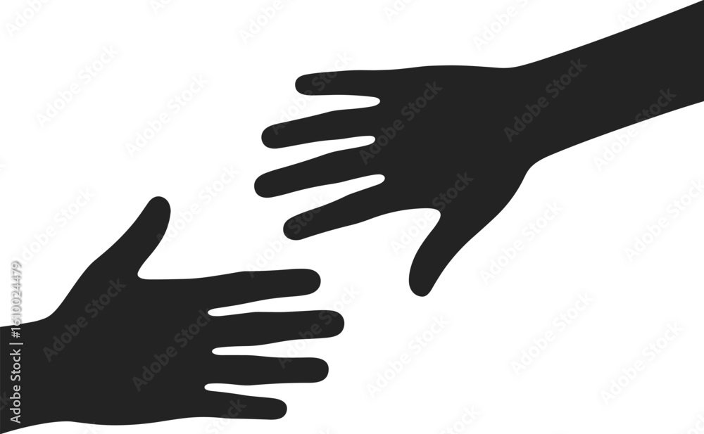 Helping hands silhouette, support, connection, teamwork concept, charity assistance, human care, reaching out, unity, trust, partnership symbol Helping hands silhouette, support, connection, teamwork concept, charity assistance, human care, reaching out, unity, trust, partnership symbol