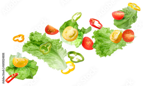 Wallpaper Mural Fresh vegetables for salad flying against white background Torontodigital.ca