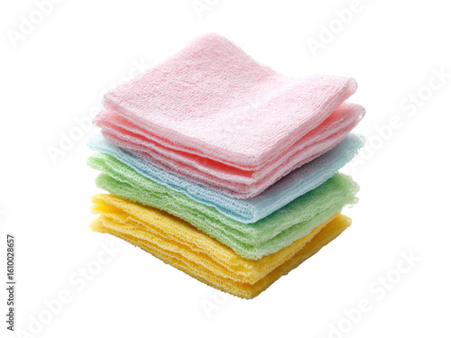 Pastel colored fabric squares stacked neatly soft, Png Transparent, Isolated on White