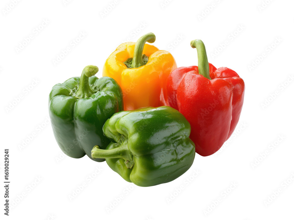 Red green yellow bell peppers image, Png Transparent, Isolated on White Red green yellow bell peppers image, Png Transparent, Isolated on White