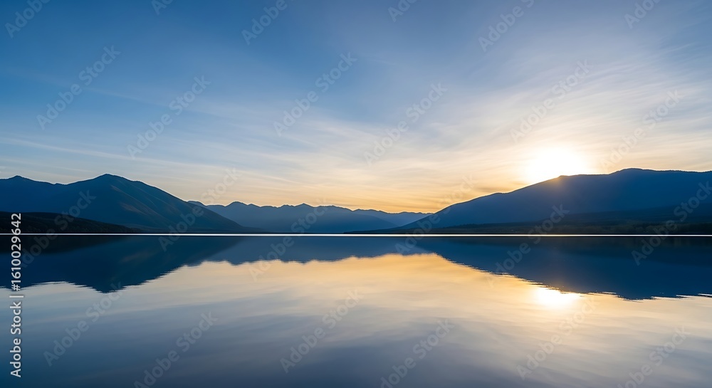 Fototapeta premium Mountain Lake Sunset Reflection