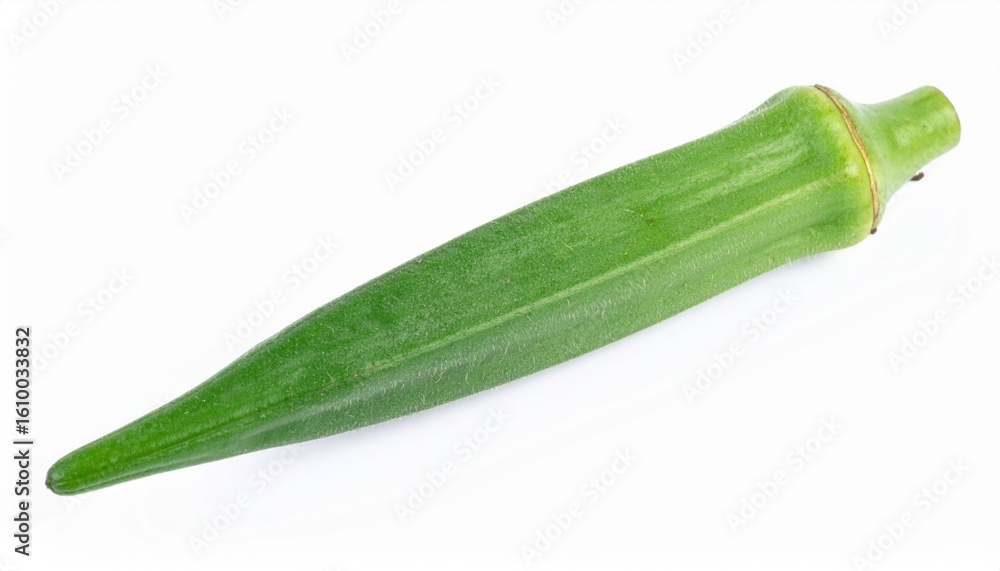 Fototapeta premium Fresh Green Okra Vegetable Single Isolated White Background