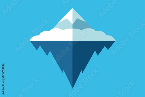 Stylized iceberg with visible underwater portion and snowy peak