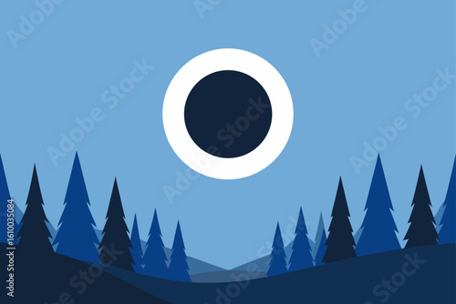 Minimalist landscape with a large ringed celestial body