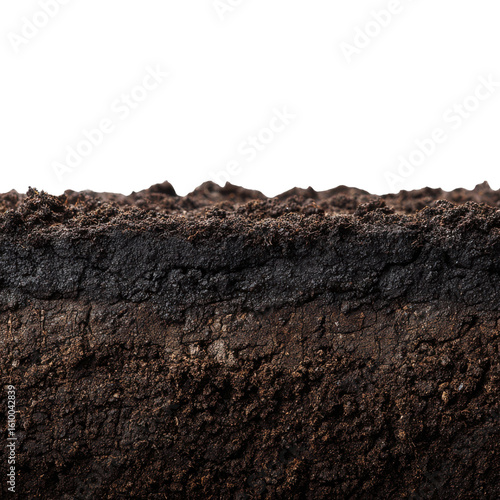 Earth layers dark brown soil texture dirt ground, Isolated On White, Png Transparent, Cut Out