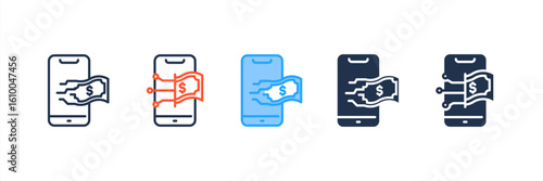 Digital Wallet icon set multiple style collection