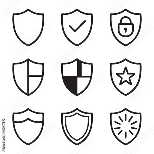 Shield Icons Collection Symbolizing Security and Protection
