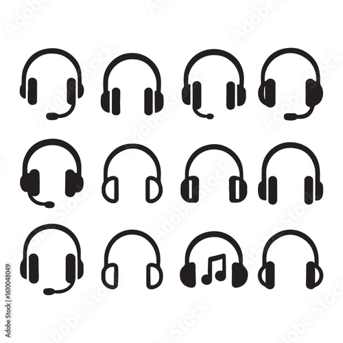 Headphone Vector Icons for Music, Audio and Communication Design