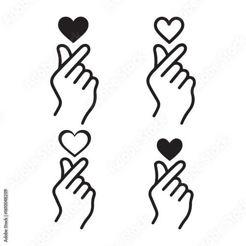 Hand Heart Symbol Silhouette Vector Graphic Design Elements