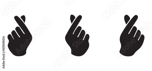 Korean Finger Heart Silhouette Gestures Collection for Social Media