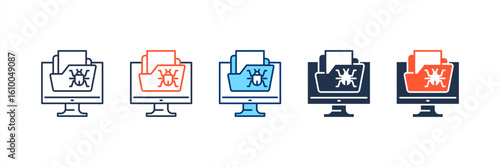 Bug icon set multiple style collection