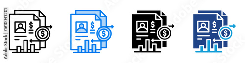 Account record icon set multiple style collection