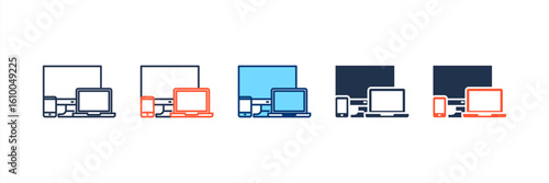 Devices icon set multiple style collection