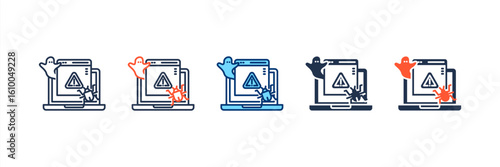 Vulnerability icon set multiple style collection
