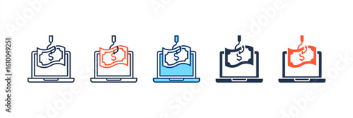 Financial Spoofing icon set multiple style collection