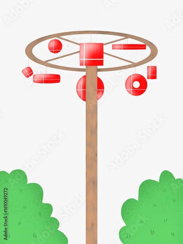 Panjat Pinang Celebration Illustration – Indonesian Independence Day Tradition