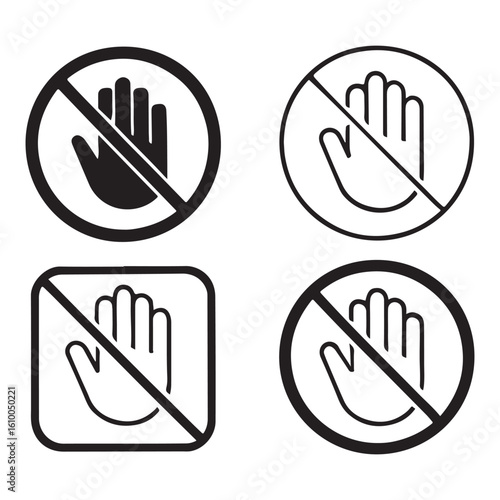 Prohibition icon set for safety and restricted area warnings