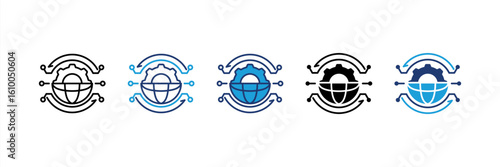 Digitalization icon set multiple style collection