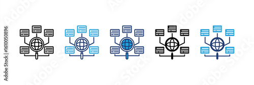 Data Classification icon set multiple style collection