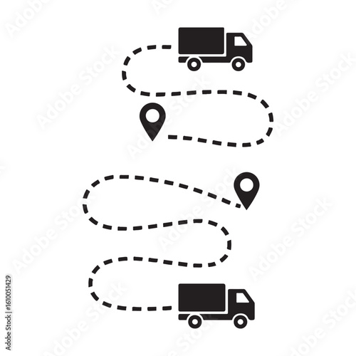 Shipping Truck Route Planning Concept: Delivery and Transportation Logistics
