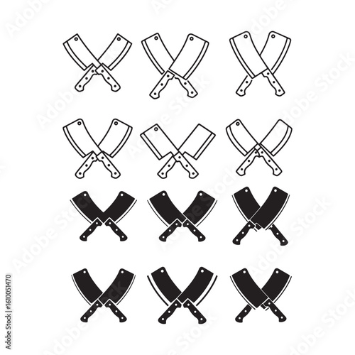 Butchery Tools Glyph Collection for Graphic and Web Design