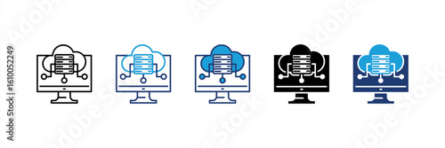 Cloud Computing icon set multiple style collection
