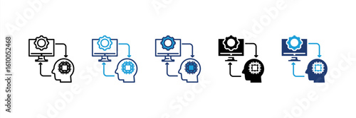 Human Computer Interaction icon set multiple style collection