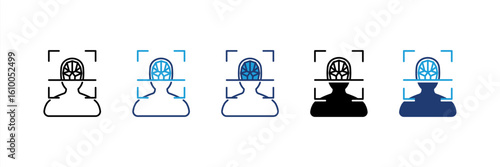 Facial Recognition icon set multiple style collection