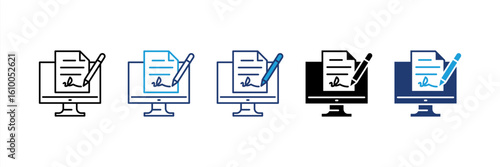 Digital Signature icon set multiple style collection