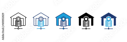 Data Warehouse icon set multiple style collection