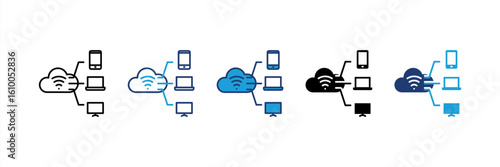 Device Connected icon set multiple style collection