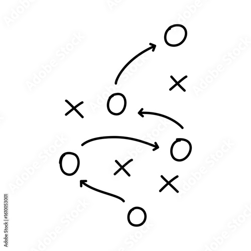 Soccer Tactics Strategy Icon, Football Game Plan Vector Illustration 
