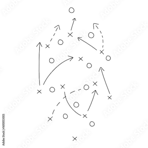 Soccer Tactics Strategy Icon, Football Game Plan Vector Illustration 