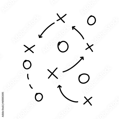 Soccer Tactics Strategy Icon, Football Game Plan Vector Illustration 