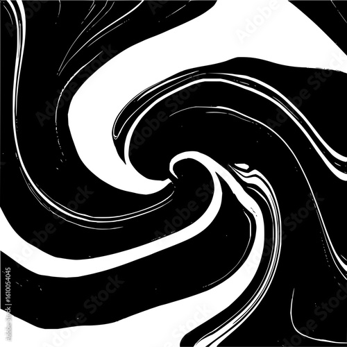 Abstract swirling pattern of black and white creating a dynamic and fluid visual representation art