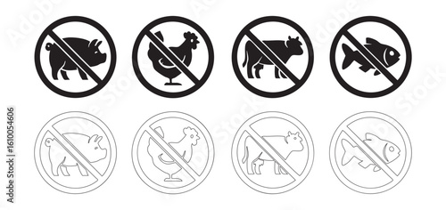 Animal Product Restrictions Pictograms for Dietary Needs and Allergies