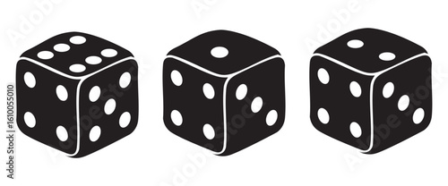 Three Dice Showing Different Numbers for Board Games and Gambling